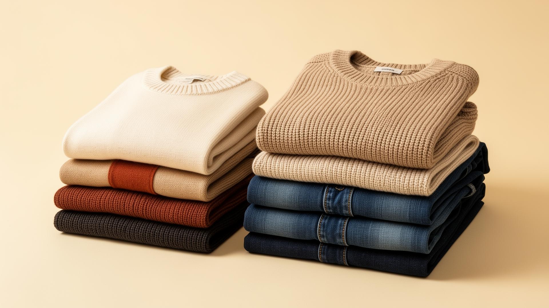 Folded apparel — knitwear and denim